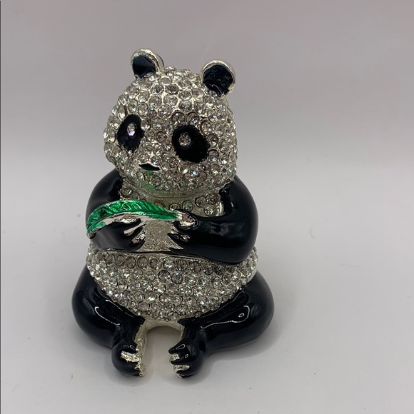 Sparkling Panda Figurine with Green Accent - Picture 8 of 10